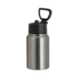500 ml water bottle with a wide mouthpiece and a foldable sublimation handle - silver