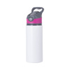 Aluminium fles 650ml wit met schroefdop en roze sublimatie-inzetstuk