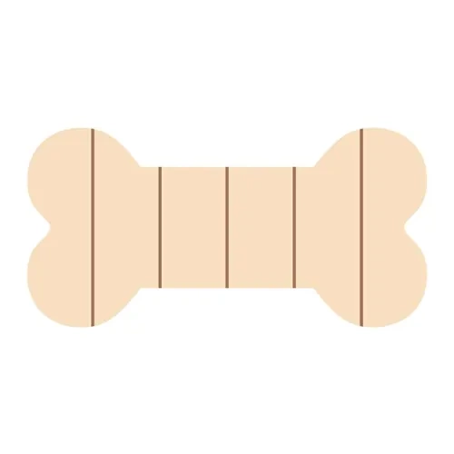 Bone-shaped, striped plywood photo frame, 25.4 x 12.7 cm