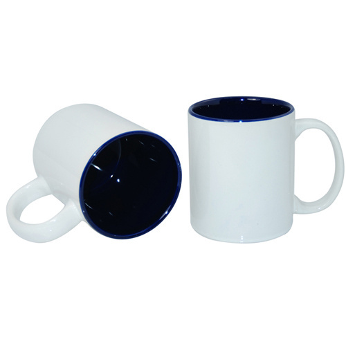 Mug blanc JS Coating 330 ml avec intérieur bleu marine Sublimation Transfert Thermique