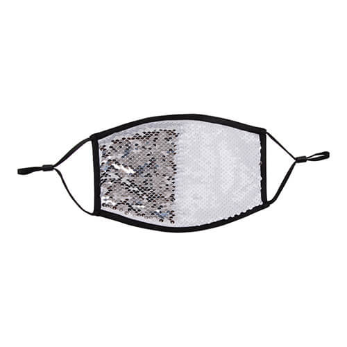 Groot gezichtsmasker met zwarte bies en pailletten voor sublimatie
