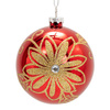 Christmas tree bauble Ø 8 cm for sublimation - red - golden flowers