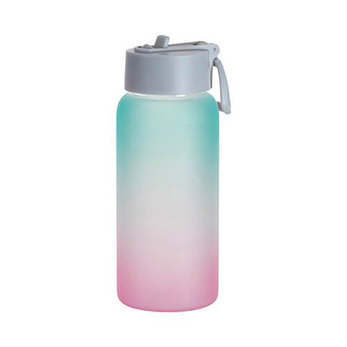 Gourde sport 750 ml en verre dépoli pour sublimation - rose-vert