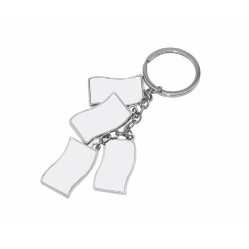 Metalinis raktų pakabukas su keturiomis vėliavėlėmis, kurias galima spausdinti sublimaciniu šiluminiu perdavimu