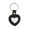 Lederen en metalen sleutelhanger voor sublimatie - hart - zwart