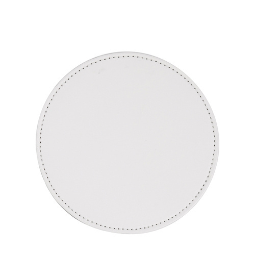 Set of 4 round printed leather mug coasters