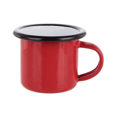 Taza esmaltada roja de 100 ml con borde negro para impresión por termotransferencia