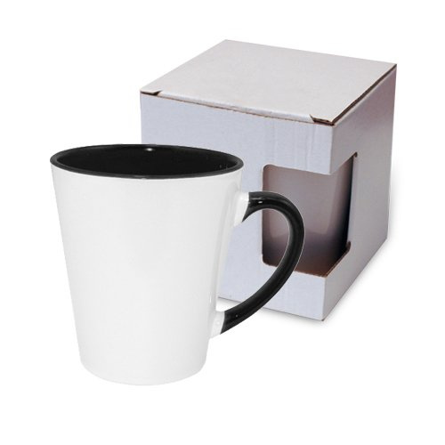 Latte mok FUNNY klein zwart met een kartonnen doos KAR3 Sublimation Thermal Transfer