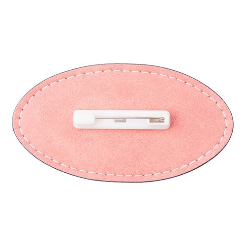 Identyfikator skórzany owalny 8,2 x 4,4 cm do sublimacji - różowy