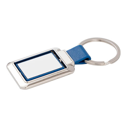 Porte-clés rotatif pour clés à sublimation - rectangle sur lanière bleue
