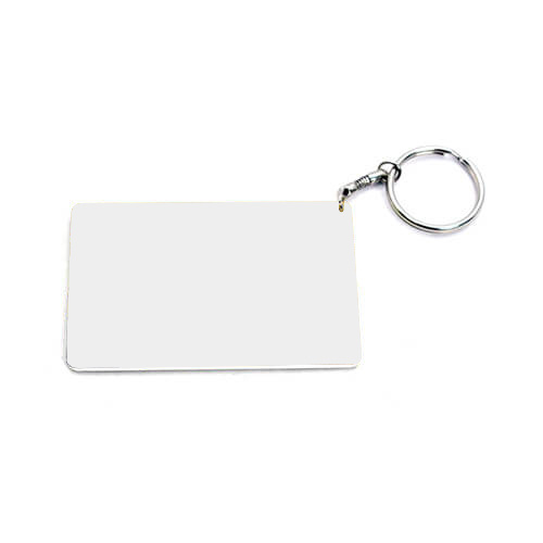 Pravokotni plastični obesek za ključe 83 x 52 mm bela sublimacija s toplotnim prenosom