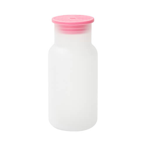 Krūzīte - 550 ml pudele sublimācijai ar rozā vāku