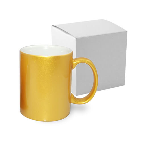 Mug 330 ml métallisés – or avec boîte Sublimation Transfert Thermique