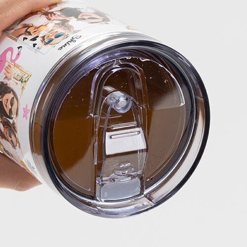 Ruostumattomasta teräksestä valmistettu 900 ml:n muki, jossa on kansi ja olki sublimaatiota varten - valkoinen