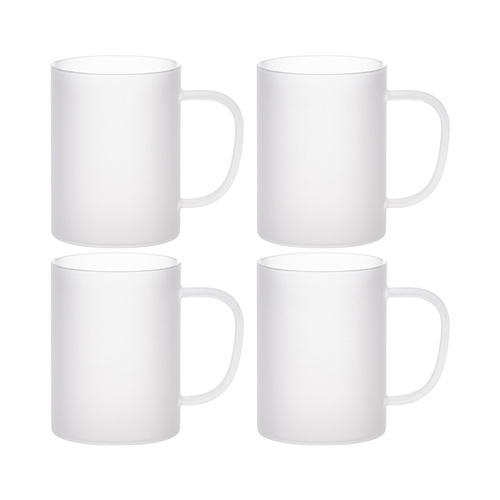 Sæt med 4 glas med hank 450 ml med tryk 