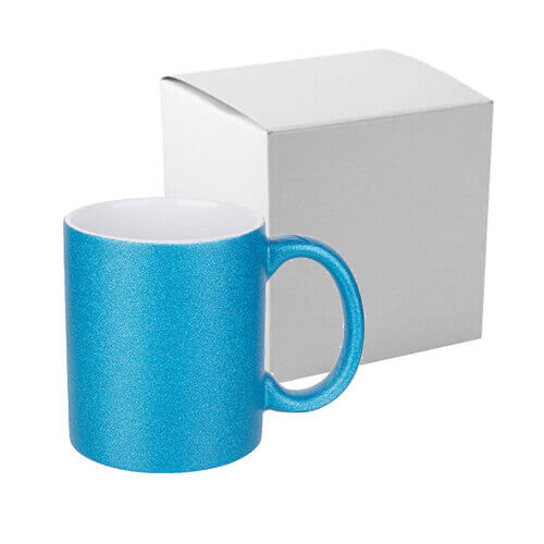 Taza con purpurina 330 ml para impresión por sublimación con caja - azul