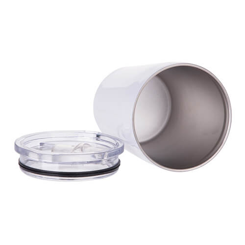 Cană metalică 240 ml pentru lapte cu capac pentru sublimare - alb