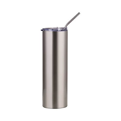 900 ml krūze ar salmiņu sublimācijai - sudraba krāsā