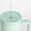 Stainless steel travel mug 1200 ml with handle and straw - mint
