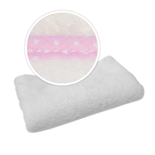 Tæppe med pink kant i hvide prikker Sublimering