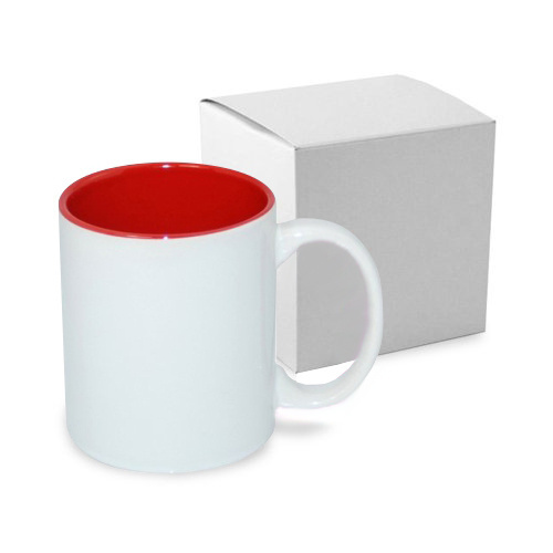 Mug blanc A+ 330 ml avec intérieur rouge avec boîte Sublimation Transfert Thermique