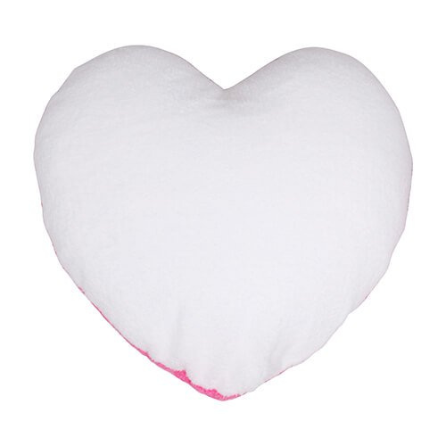 Taie d'oreiller en peluche coeur pour sublimation - blanc et rose
