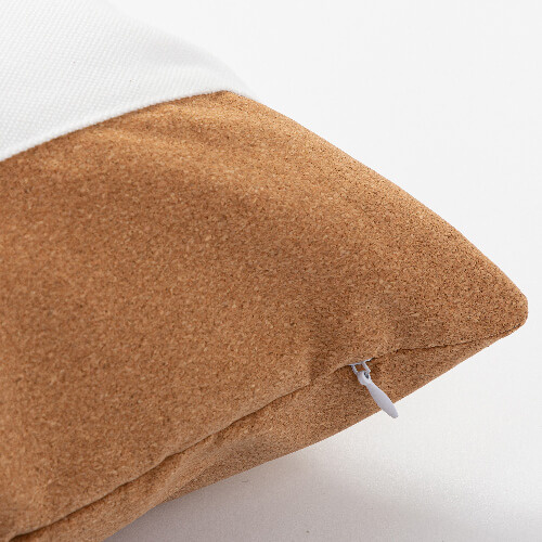 A linen pillowcase with two cork stripes for sublimation