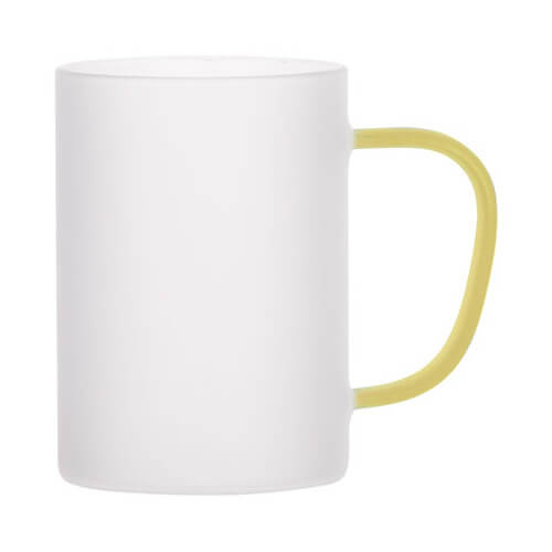 Frosted glass with a yellow handle for sublimation 360 ml