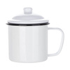 Taza de metal esmaltado 700 ml con tapa para sublimación - blanca con borde negro