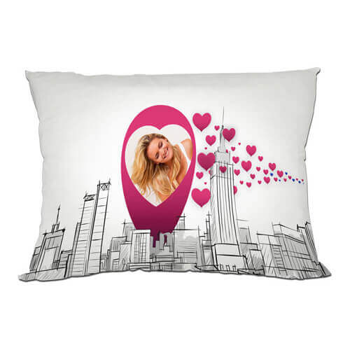 To-farvet satinpudebetræk 70 x 40 cm til sublimering - Pink hearts