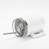 Wijnbeker 900 ml met waterdicht deksel en rietje voor sublimatie - wit