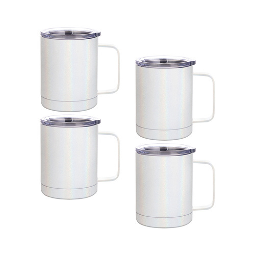 Set van 4 koffiemokken 300 ml om te bedrukken - iriserend wit