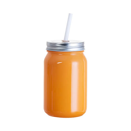 Glass mug 450 ml Mason Jar Full Color without handle for sublimation - orange