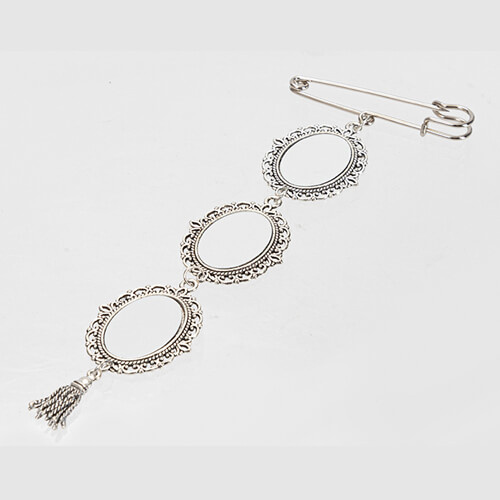 Triple ovale broche - veiligheidsspeld met kwastje hanger voor sublimatie