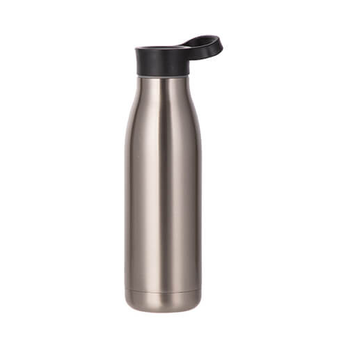 Bidon - steklenica za pijačo 500 ml z vodoravnim ročajem za sublimacijo - srebrna