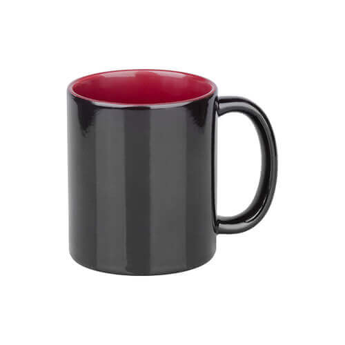 Čarobni vrč 330 ml črn z bordo notranjostjo Sublimacija Termični prenos
