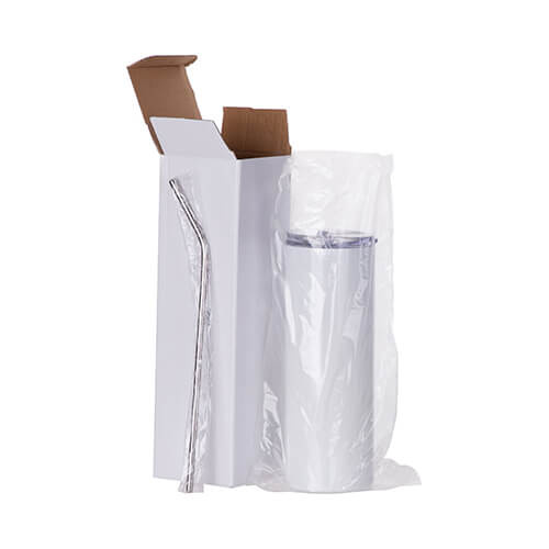600 ml mug with a straw for sublimation - White