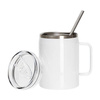 Wijnbeker 900 ml met waterdicht deksel en rietje voor sublimatie - wit