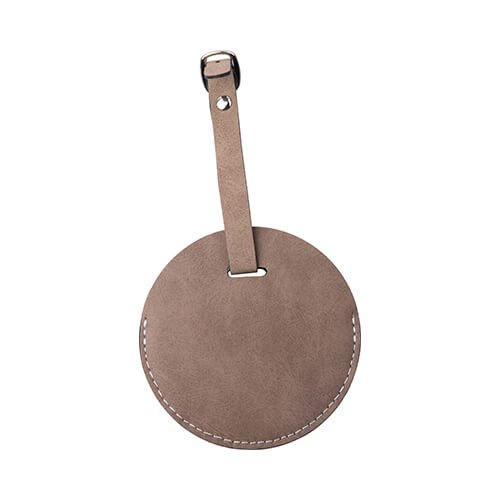 Leather luggage tag for sublimation - gray circle