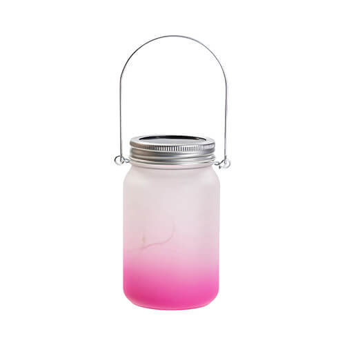 Lantaarn 450 ml met metalen handvat - paars kleurverloop