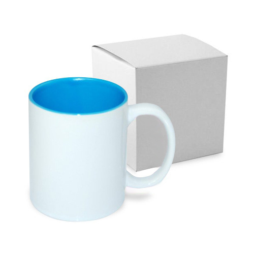 Mug blanc A+ 330 ml avec intérieur bleu ciel avec boîte Sublimation Transfert Thermique