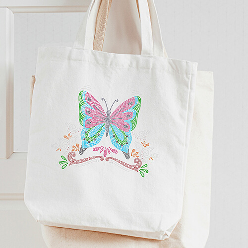 Sheet with cubic zirconia for thermal transfer - big butterfly