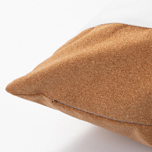 A linen pillowcase with two cork stripes for sublimation