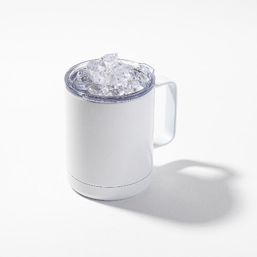 Kaffekrus 300 ml til sublimering - hvid, låg med kunstig is