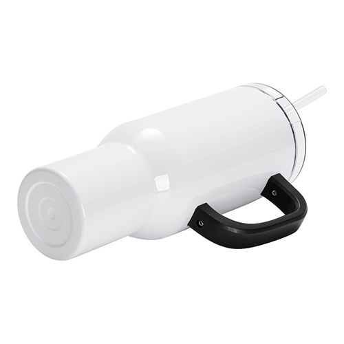 Roestvrijstalen reisbeker 1200 ml met zwart handvat voor sublimatie - wit