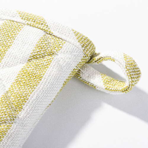Heat-insulating oven mitt for sublimation - cream with light green stripes