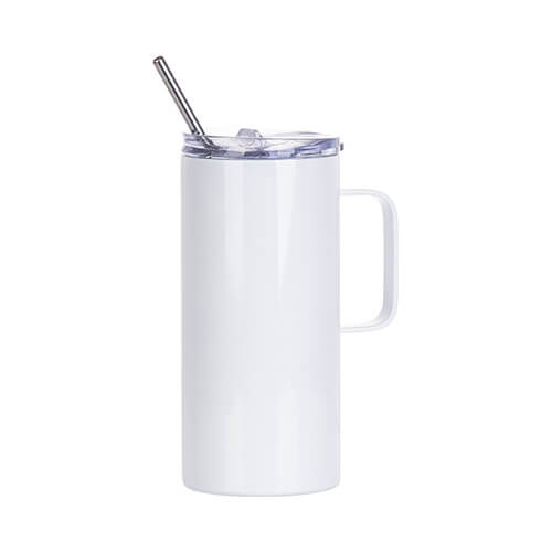 480 ml beker met handvat en sublimatierietje - wit