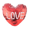 39 x 44 cm heart-shaped pillowcase with two colour of sequins for sublimation printing – red