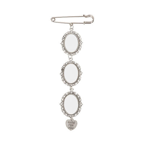 Broche ovale triple - épingle de sûreté avec pendentif en forme de coeur pour sublimation