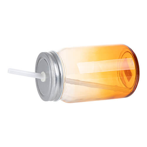 Glass Mason Jar 450 ml mug without a handle for sublimation - orange gradient